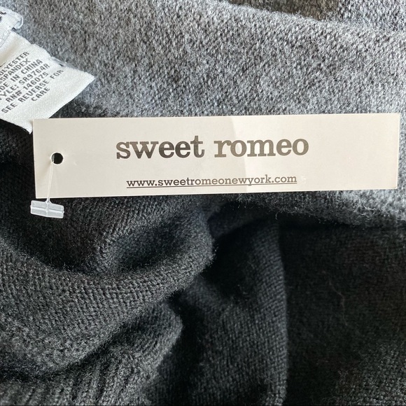Color Block Sweater Black & Gray  V-neck, Modern Soft & Cozy by Sweet Romeo - Picture 9 of 10
